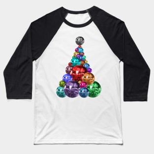 1970s Multicolor Disco Ball Christmas Tree Baseball T-Shirt